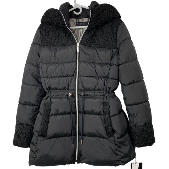 Laundry By Shelli Segal Black Puffer Jacket L/G NWT $300 RG10474 Zip Hood Quilt - Picture 13 of 13